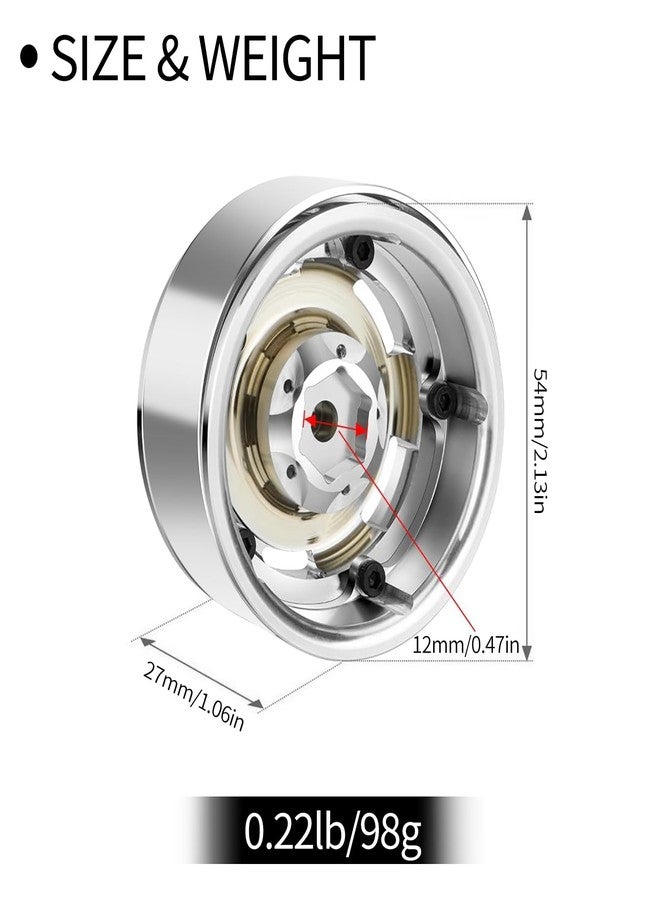 DashRC 1.9 Beadlock Wheel Rims, Retro Vintage Design Wheel Hub for TRX4 F105 SCX10 Gen8 LC70 1/10 RC Crawler, Aluminum Alloy Plating, Electroplate Silver, 4 PCS - Image 5